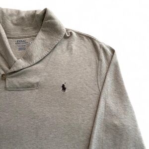 polo ralph lauren cream tan luxury jersey shawl-collar sweater size large